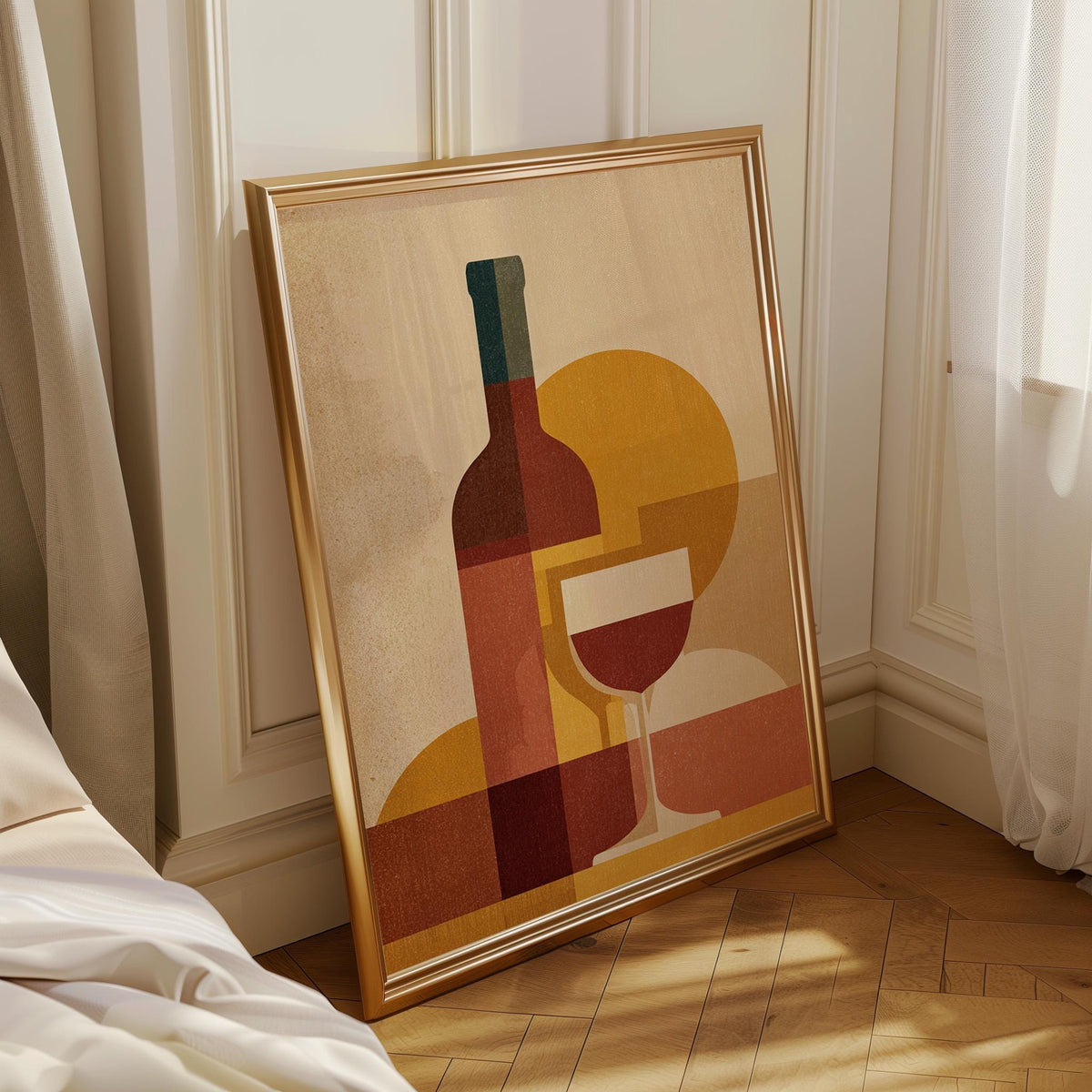 Retro Kitchen Print | Wine Wall Art | Vintage | Wine Print Wall | Retro Wine Wall Art Print | Mid-Century Modern Kitchen |...