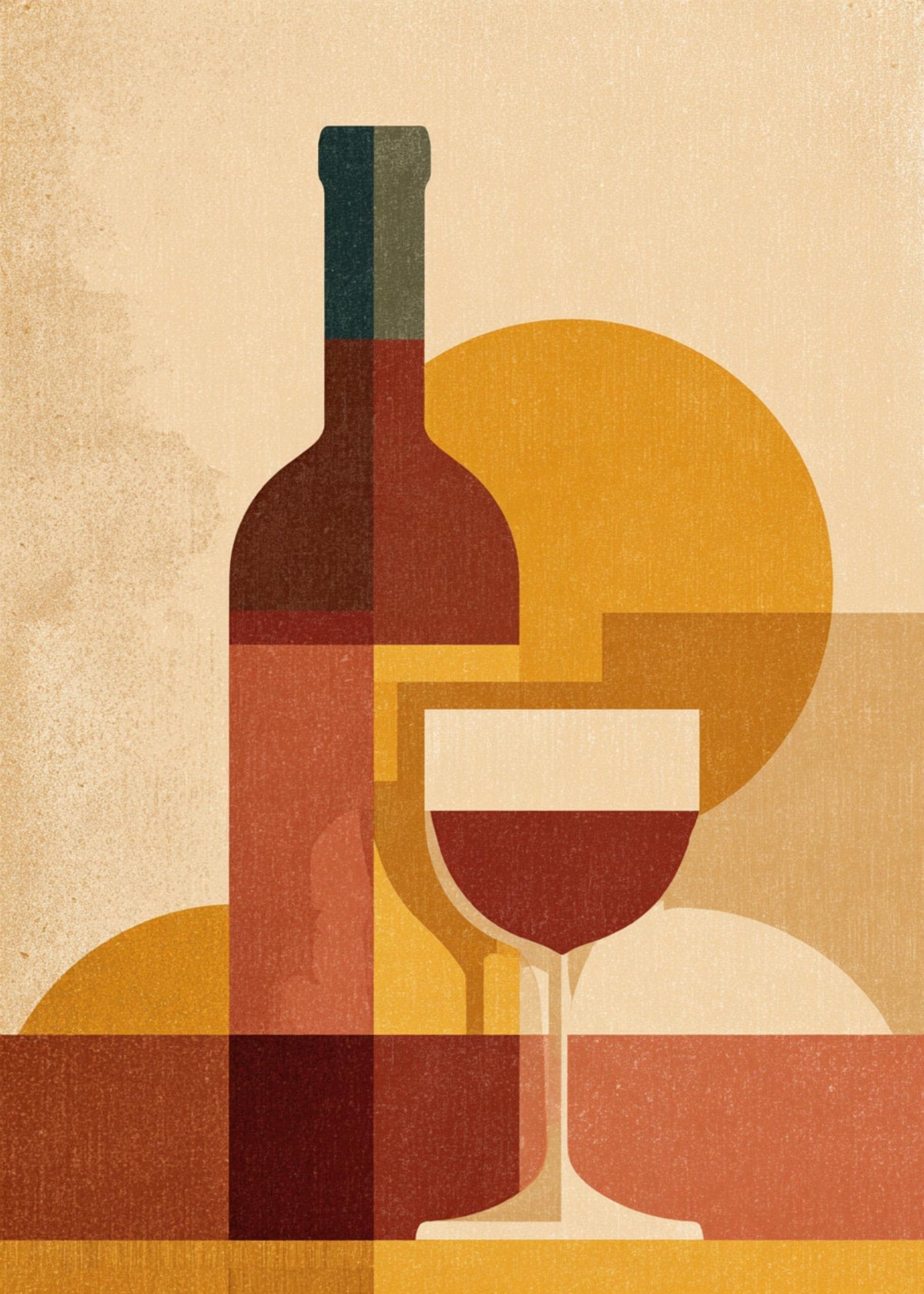 Retro Kitchen Print | Wine Wall Art | Vintage | Wine Print Wall | Retro Wine Wall Art Print | Mid-Century Modern Kitchen |...
