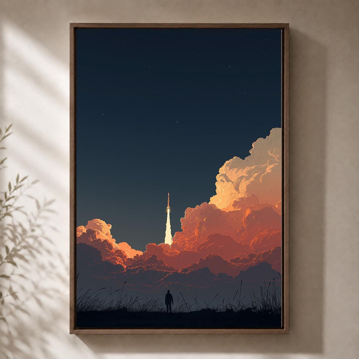 Rocket Launch Framed Canvas Art, Space Exploration Print, Sci-Fi Decor, Astronaut Gift by The Wall Art Studio - physical