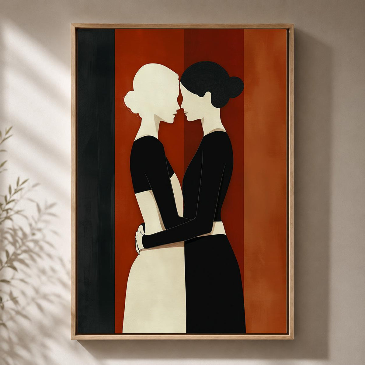 Sapphic Love Framed Canvas Wall Art, LGBTQ Couple Framed Canvas, Minimalist Lesbian Art, Modern Romance Decor, Pride Gift...