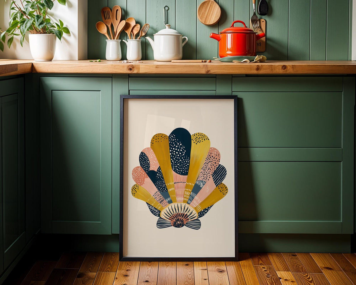 Scandinavian Seashell Print, Coastal Abstract Wall Art, Nordic Beach House Poster by The Wall Art Studio - physical