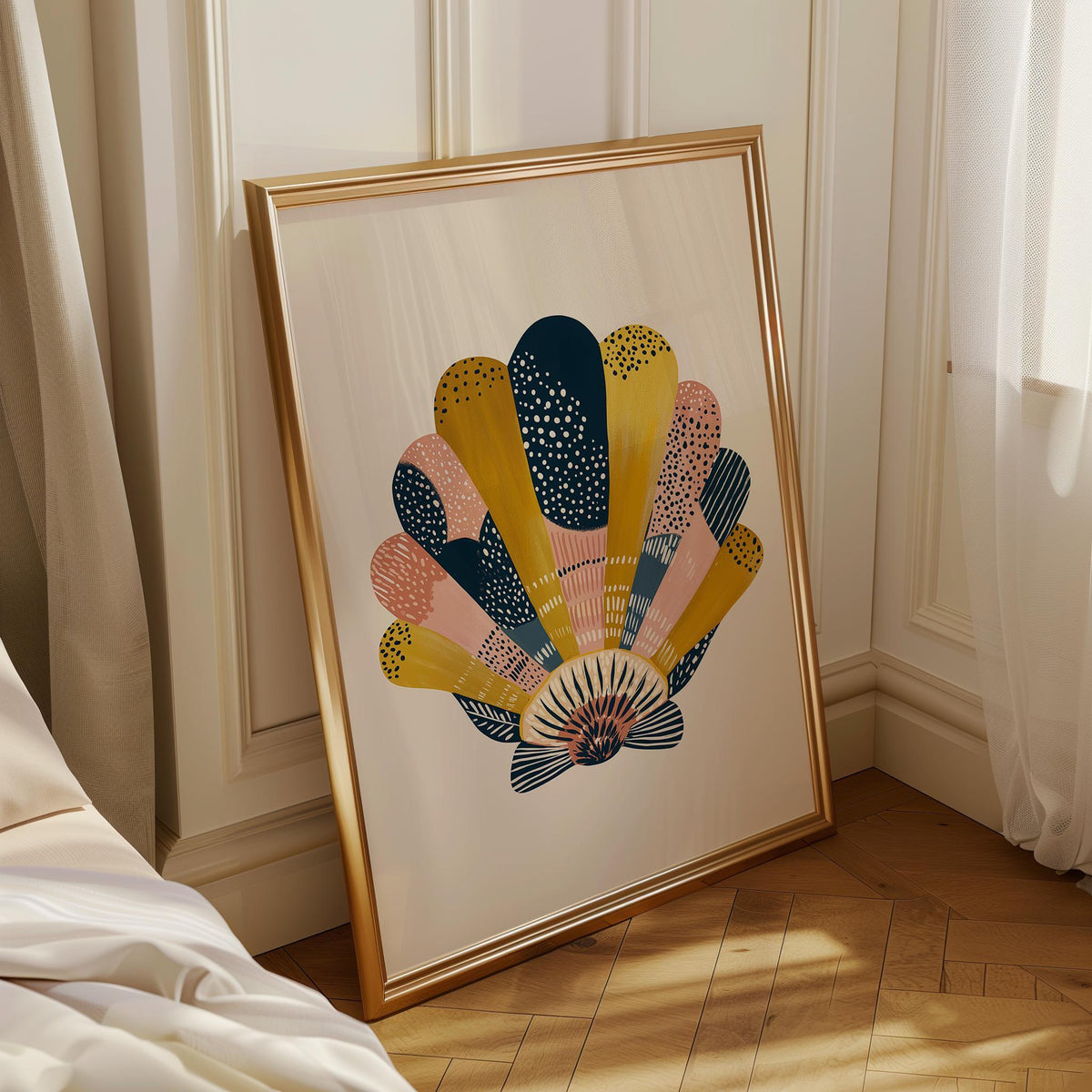 Scandinavian Seashell Print, Coastal Abstract Wall Art, Nordic Beach House Poster by The Wall Art Studio - physical