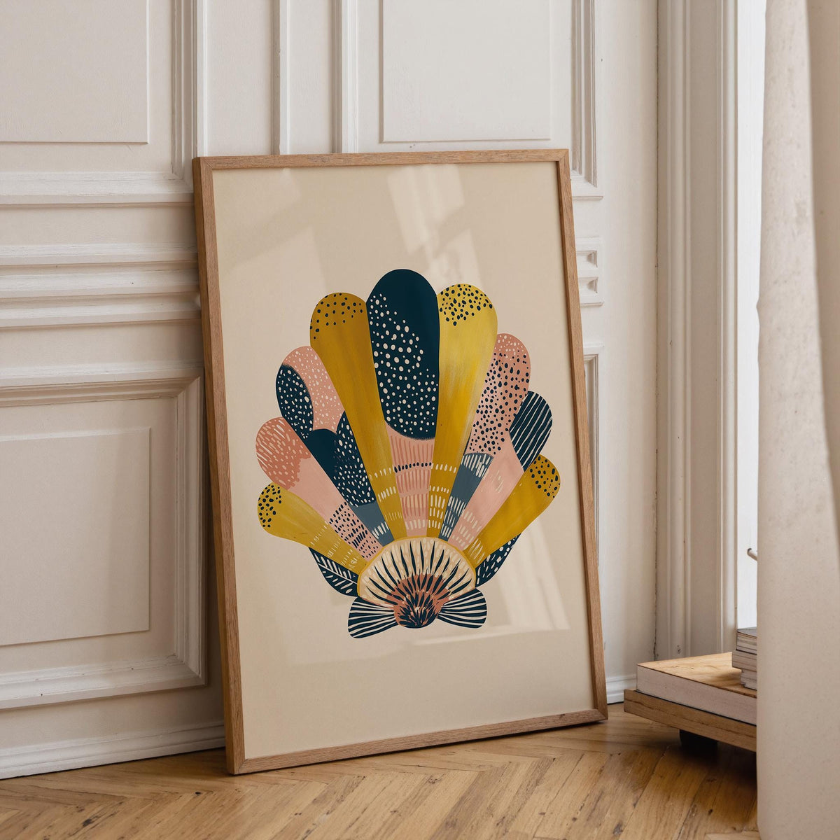 Scandinavian Seashell Print, Coastal Abstract Wall Art, Nordic Beach House Poster by The Wall Art Studio - physical