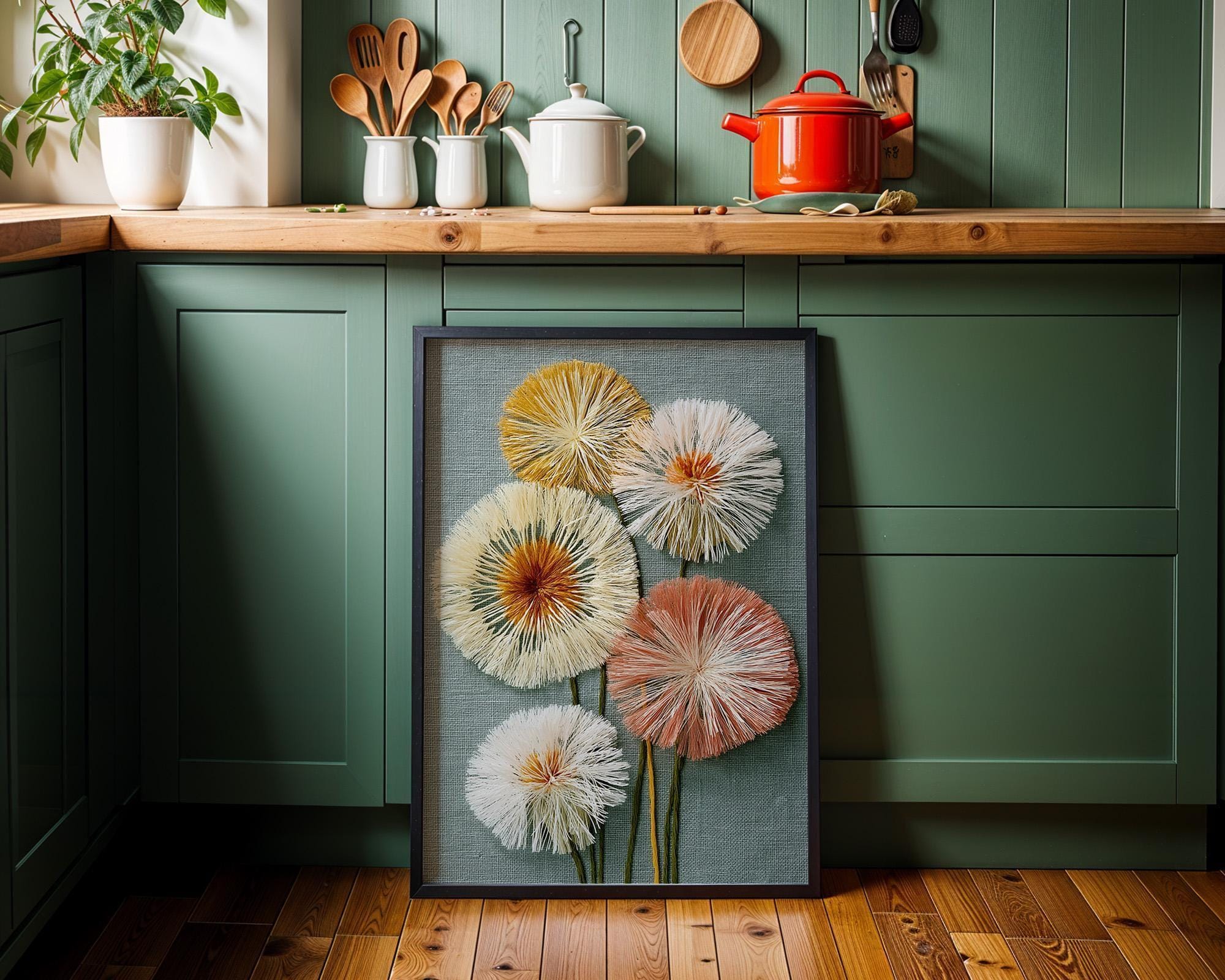Textured Dandelion Wall Art, Botanical Print, Neutral Floral Decor, Modern Poster (Framed Option) by The Wall Art Studio -...