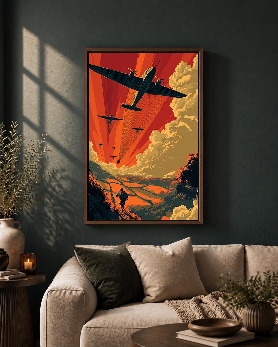 Vintage Aviation Framed Canvas Art, Military Plane Poster, Retro Aircraft Print, Office Decor by The Wall Art Studio - phy...