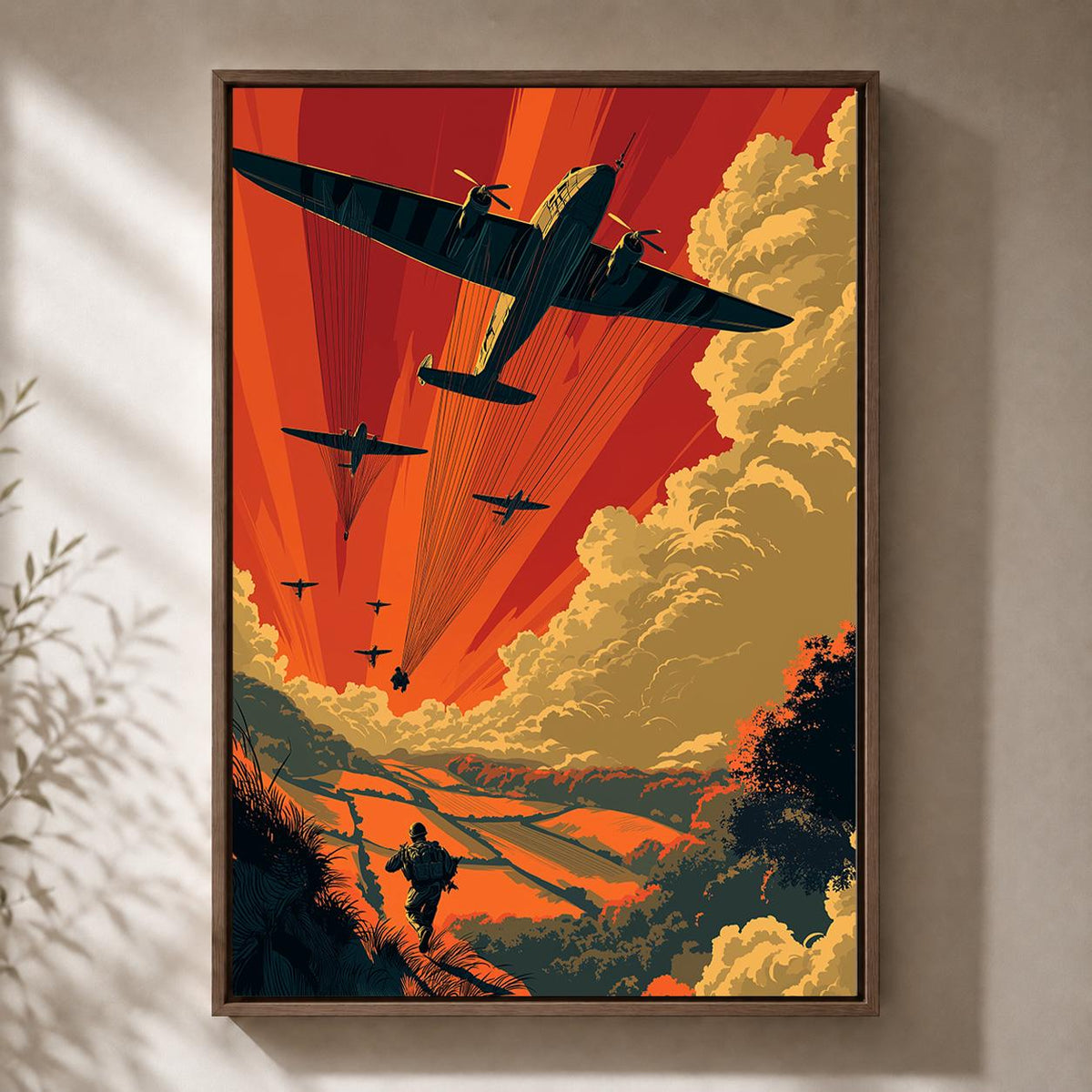 Vintage Aviation Framed Canvas Art, Military Plane Poster, Retro Aircraft Print, Office Decor by The Wall Art Studio - phy...