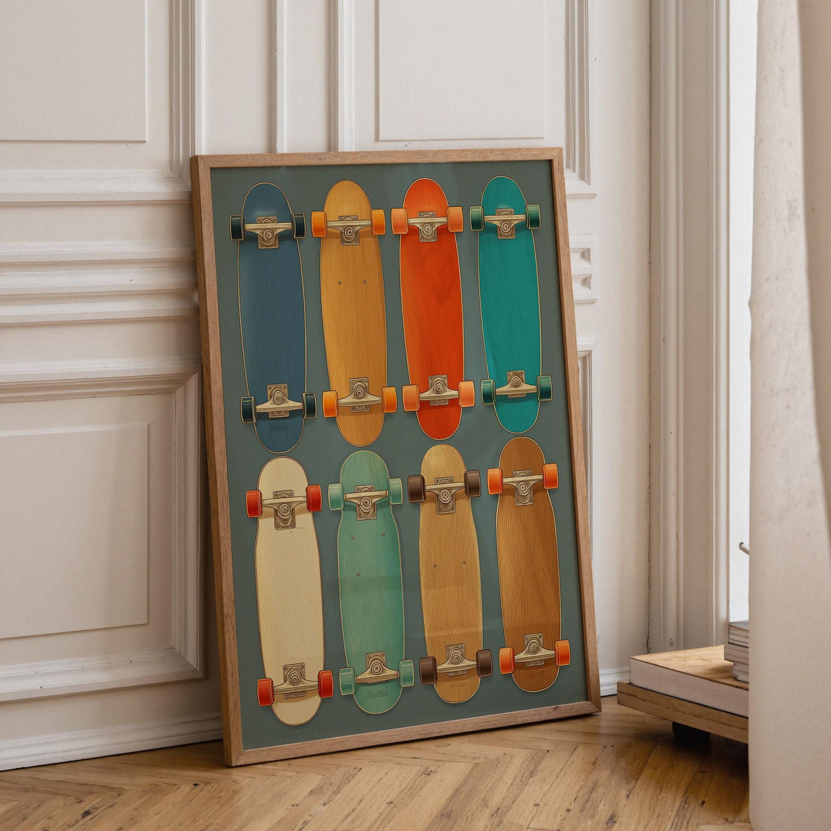 Vintage Skateboard Wall Art • Retro Longboard Collection Print • Mid-Century Sports Décor • Teen Room Artwork by The Wall...