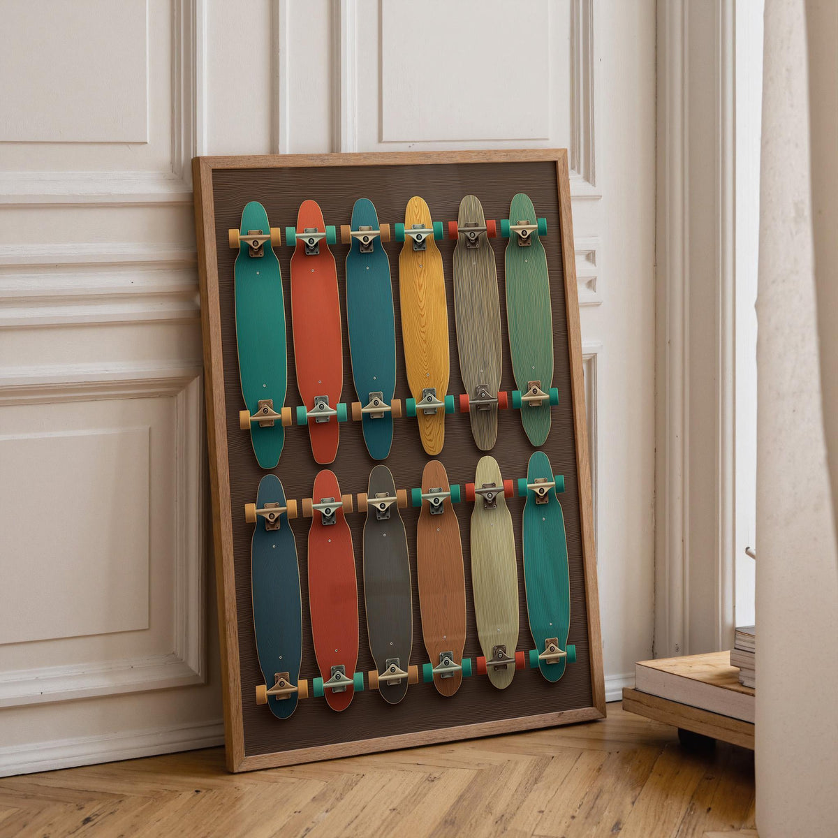 Vintage Skateboard Wall Art • Retro Longboard Collection Print • Mid-Century Sports Décor • Teen Room Artwork by The Wall...