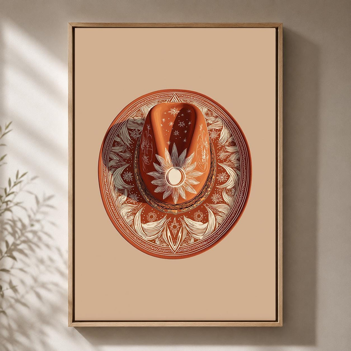 Western Cowboy Hat Framed Canvas Art, Rustic Ranch Southwestern Print, Vintage Country Wall Decor by The Wall Art Studio -...