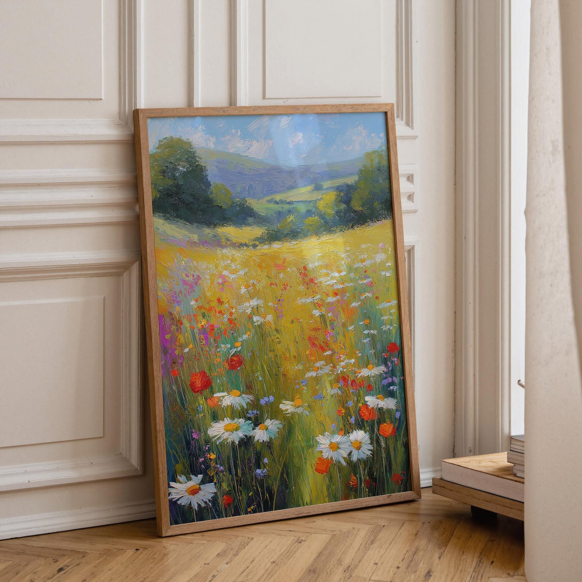 Wildflower Meadow Landscape Print, Impressionist Flower Field Wall Art, Colourful Countryside , Cottagecore Floral Décor,...