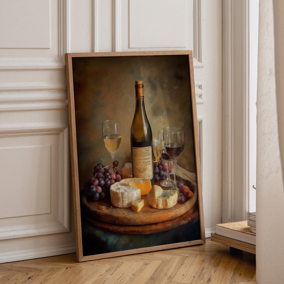 Wine and Cheese Wall Art Print | Rustic Kitchen Dining Room Décor | Still Life Vineyard Artwork | Wine Lover Gift | French...