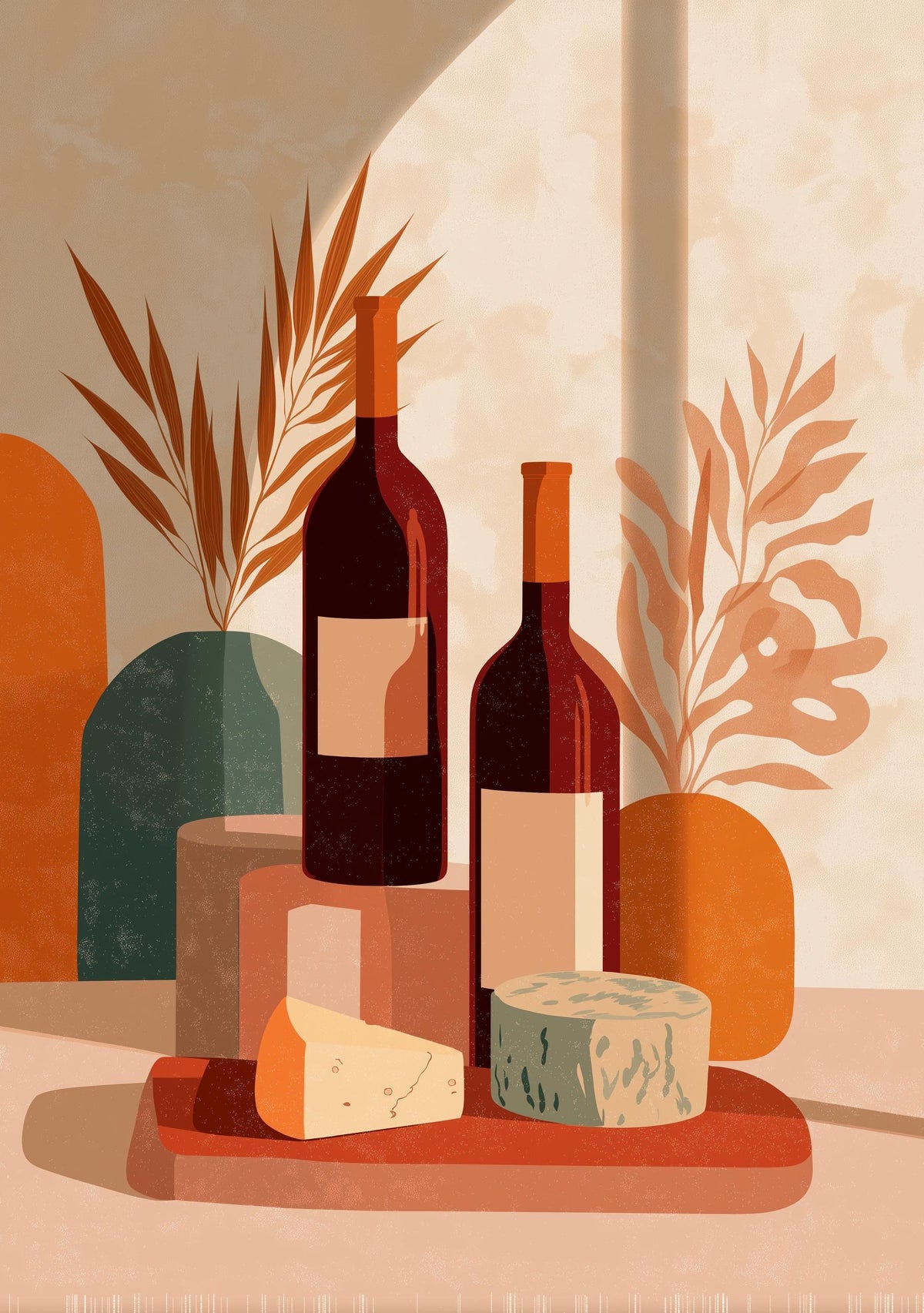 Wine and Cheese Wall Art Print | Rustic Kitchen Dining Room Décor | Still Life Vineyard Artwork | Wine Lover Gift | French...