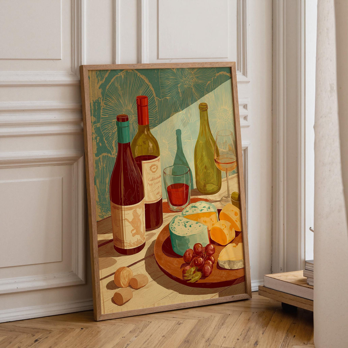 Wine and Cheese Wall Art Print | Rustic Kitchen Dining Room Décor | Still Life Vineyard Artwork | Wine Lover Gift | French...