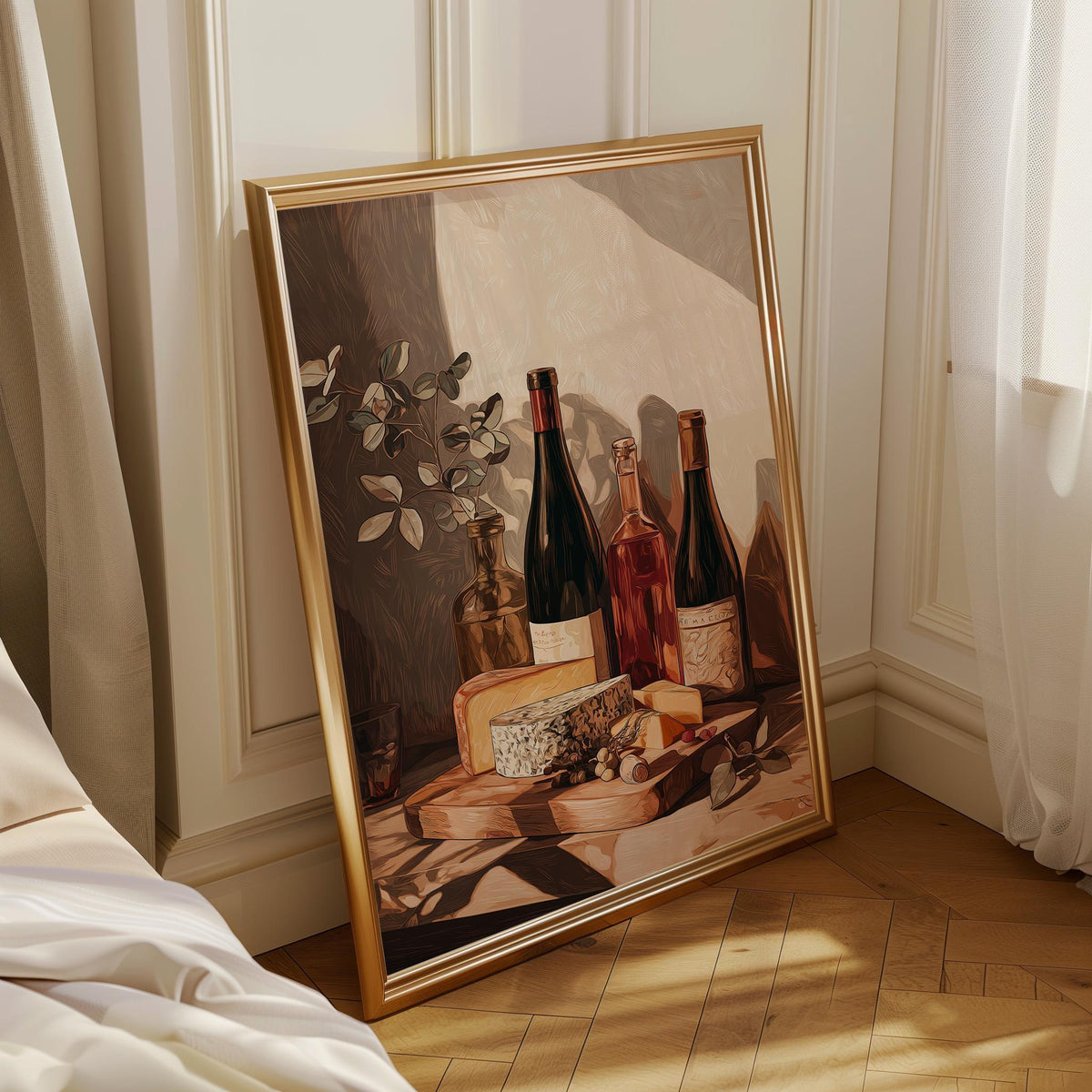 Wine and Cheese Wall Art Print | Rustic Kitchen Dining Room Décor | Still Life Vineyard Artwork | Wine Lover Gift | French...