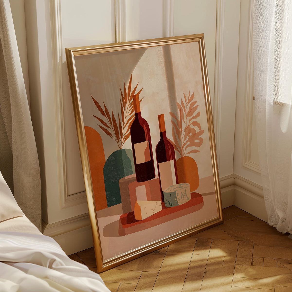 Wine and Cheese Wall Art Print | Rustic Kitchen Dining Room Décor | Still Life Vineyard Artwork | Wine Lover Gift | French...