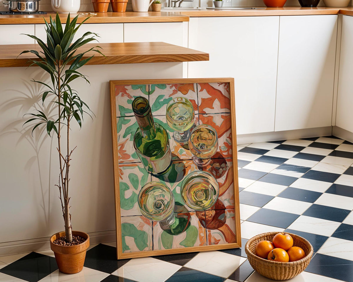 Wine Tile Print, Mediterranean Kitchen Decor, Italian Poster, Rustic Artwork by The Wall Art Studio - physical