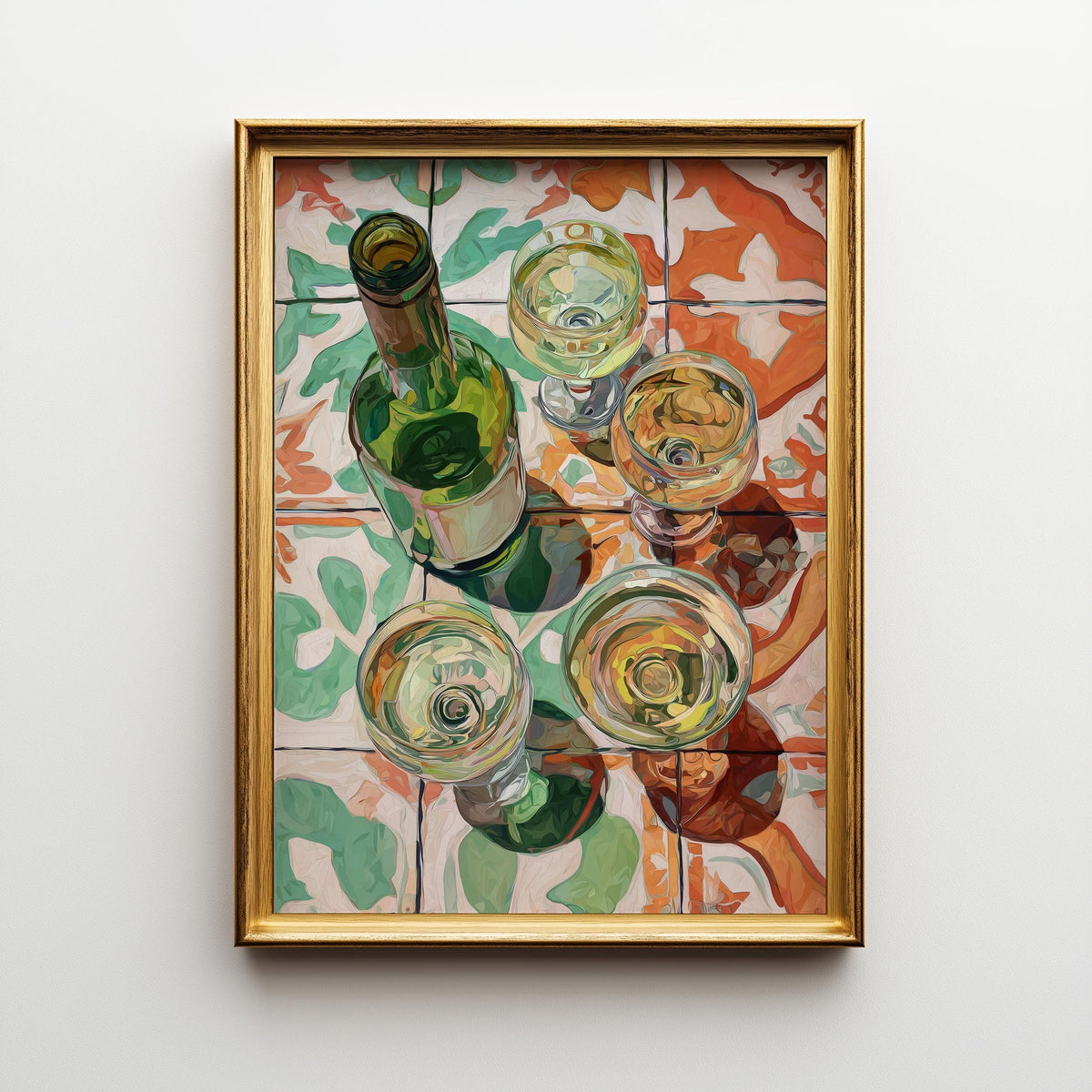 Wine Tile Print, Mediterranean Kitchen Decor, Italian Poster, Rustic Artwork by The Wall Art Studio - physical