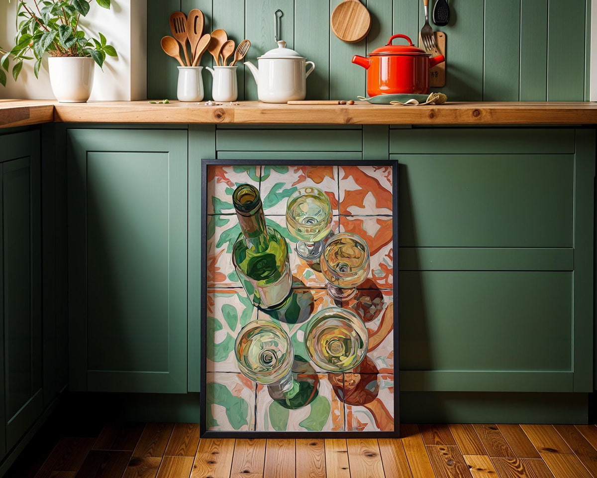 Wine Tile Print, Mediterranean Kitchen Decor, Italian Poster, Rustic Artwork by The Wall Art Studio - physical